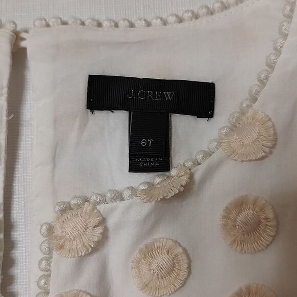J. Crew Ivory Bell Sleeve Dot Fringe Fully Lined Cotton Dress Size 6Tall Preppy - Picture 3 of 8